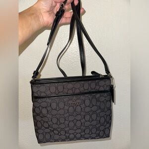 Coach Gray and Black Signature Crossbody Bag